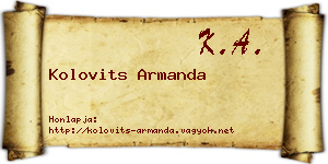 Kolovits Armanda névjegykártya